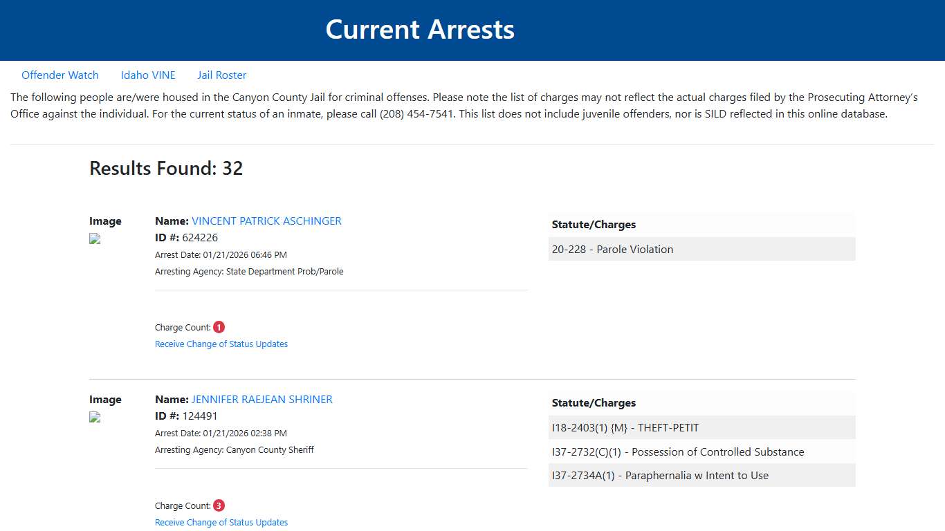 Current Arrests