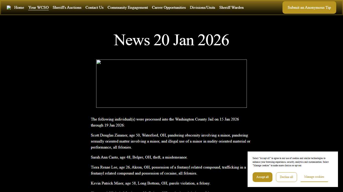 News 20 Jan 2026 — Washington County Sheriff's Office-Ohio